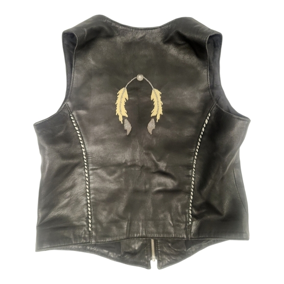 Tribe America Embelished Leather Vest SZ 8 RARE - Picture 2 of 16